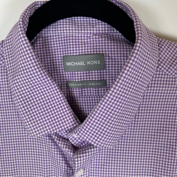 Michael Kors Purple Gingham Button Up Dress Men's Shirt Size XL - Picture 1 of 8